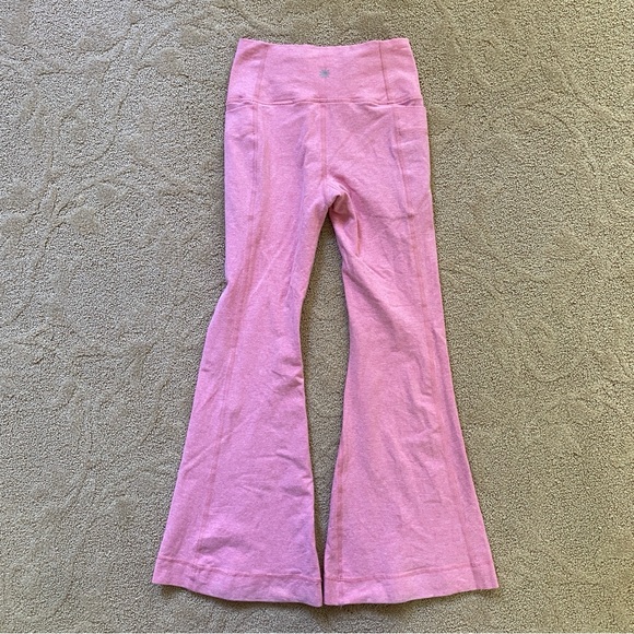 Athleta Girl Size Youth 7 High Rise Natural Play Stash Flare Pant Baby Pink - Picture 2 of 9